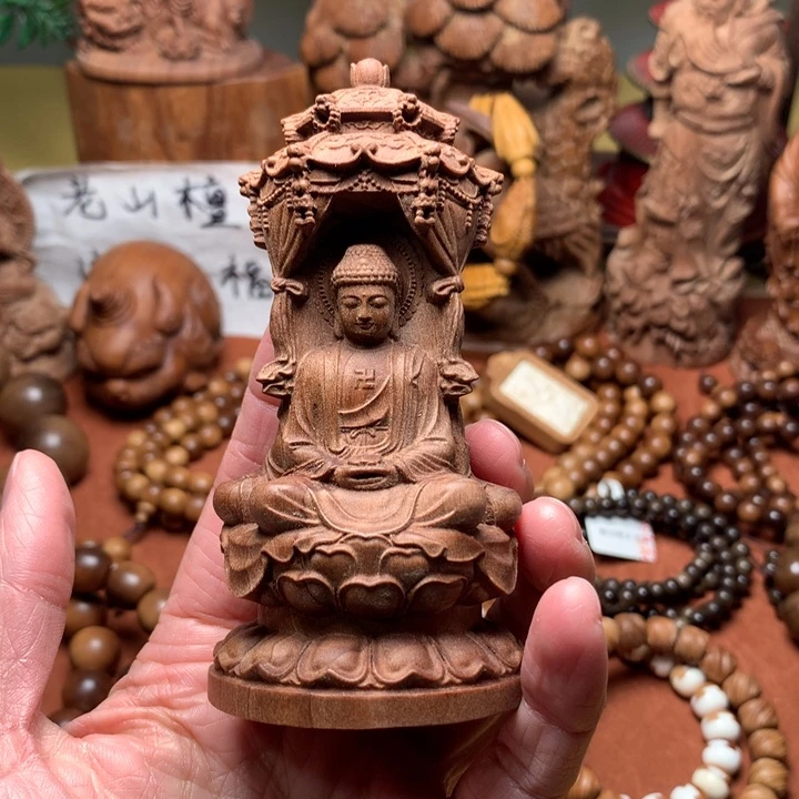 把件檀香木老山檀西方三圣