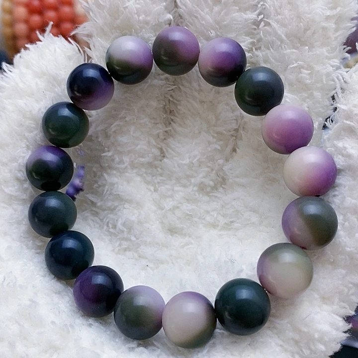 菩提根/象牙果手串紫绿圆珠手串