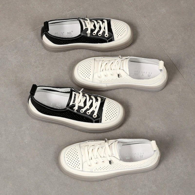 菲丫头女鞋休闲运动鞋板鞋轻便舒适透气真皮小白鞋2025春季K7223