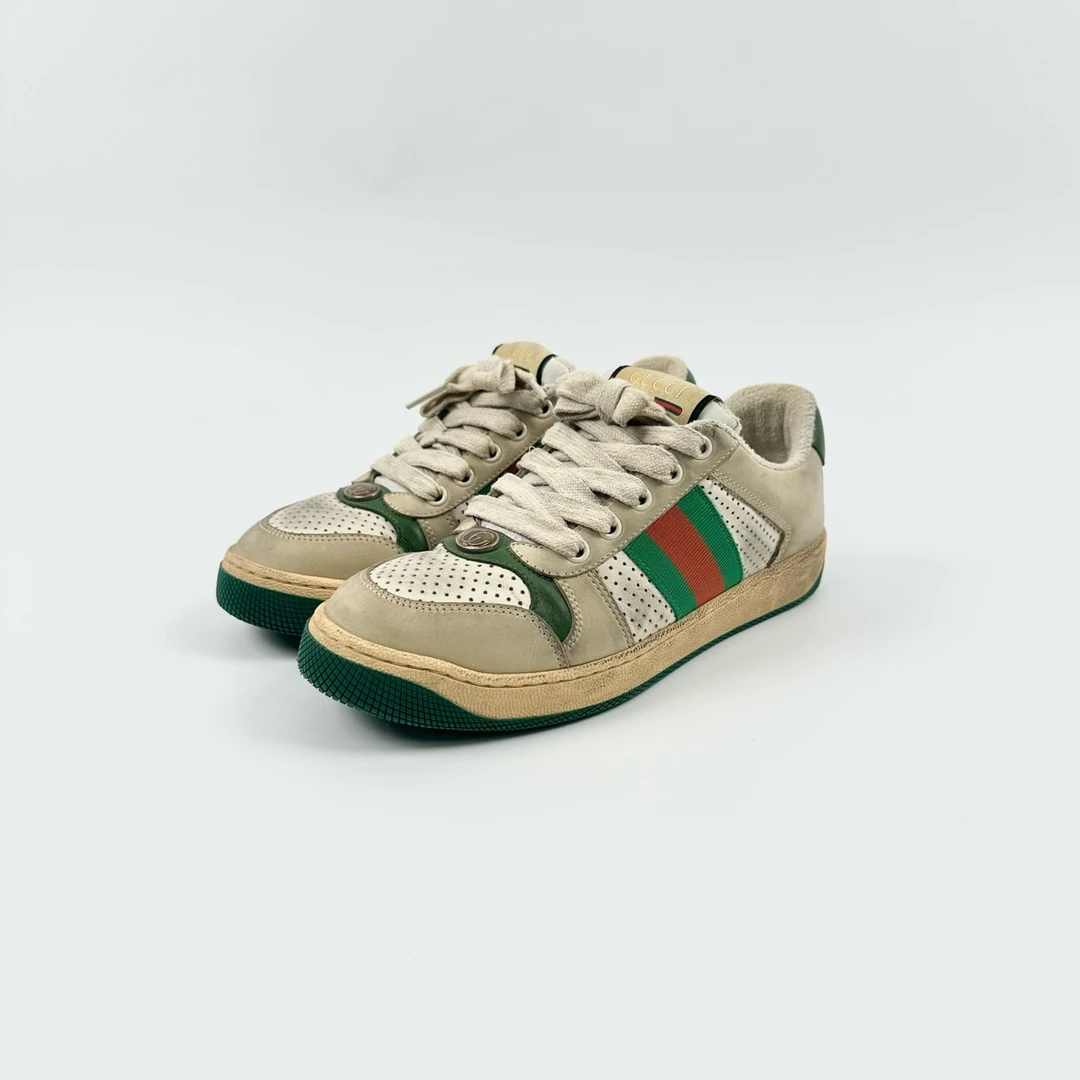 95新 GUCCI/古驰 36码 绿尾脏脏鞋 98新SY