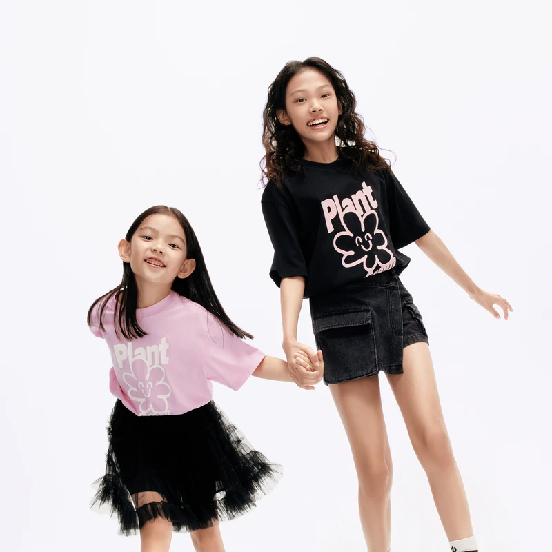 littlemoco童装夏装女童凉感速干衣圆领短袖T恤#KBD2TEET05