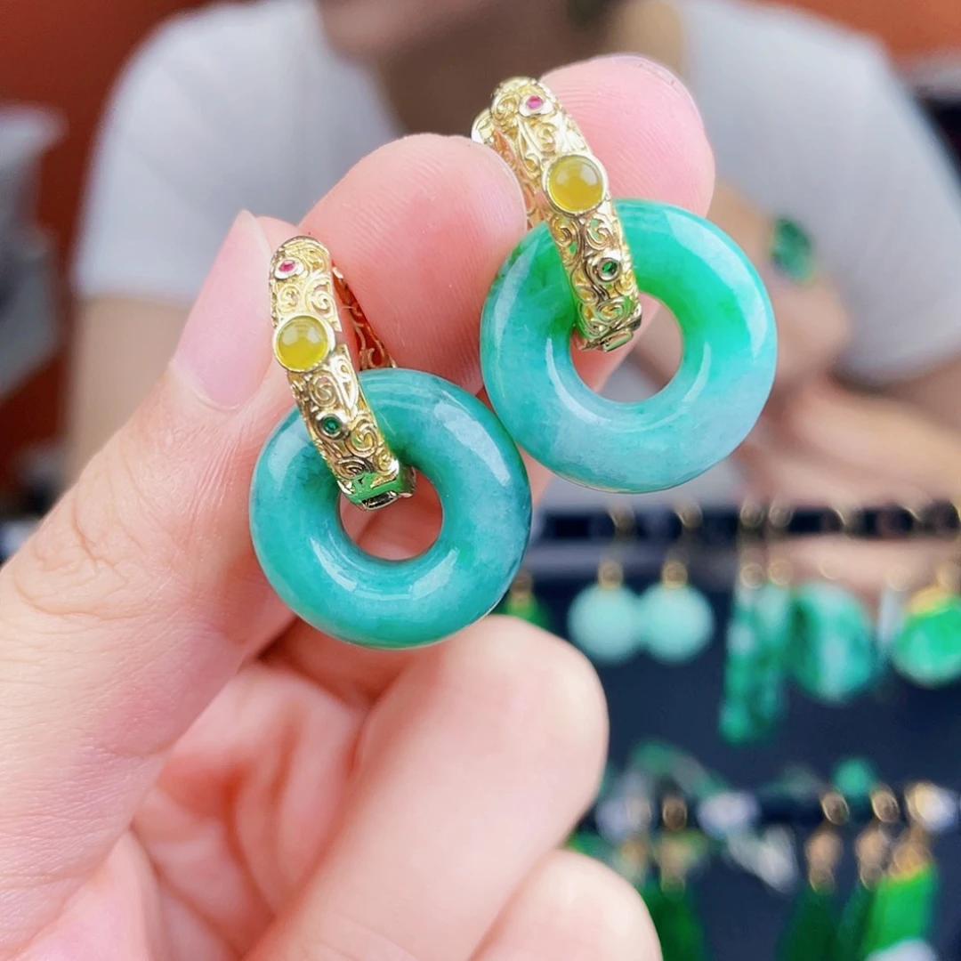 翡翠未镶嵌耳饰饰品