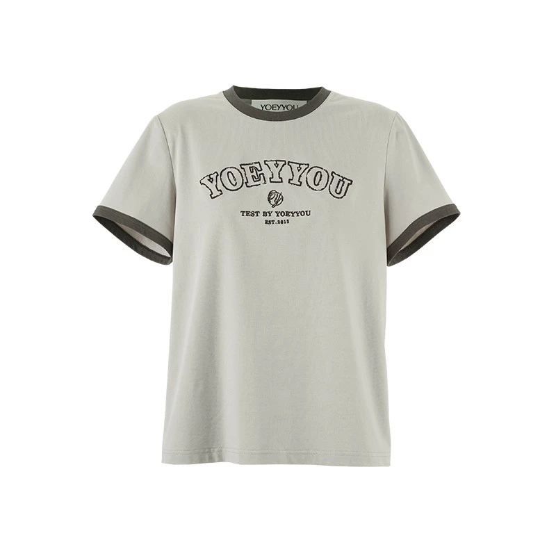 YOEYYOU 设计师品牌 25春夏新品撞色包边T恤时尚宽松百搭休闲女士
