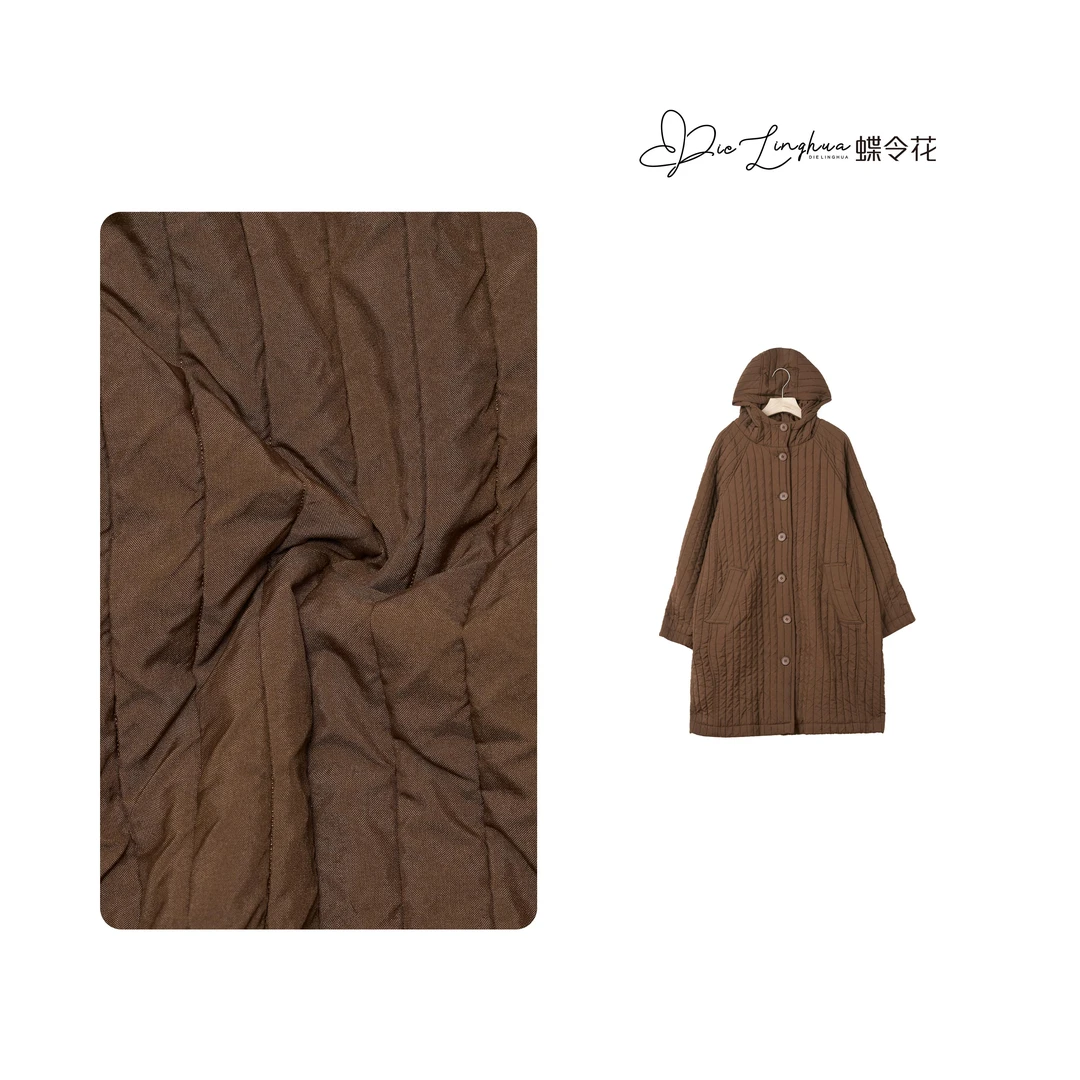 蝶令花秋冬季保暖连帽复古百搭休闲时尚中长款新款女士棉服241042