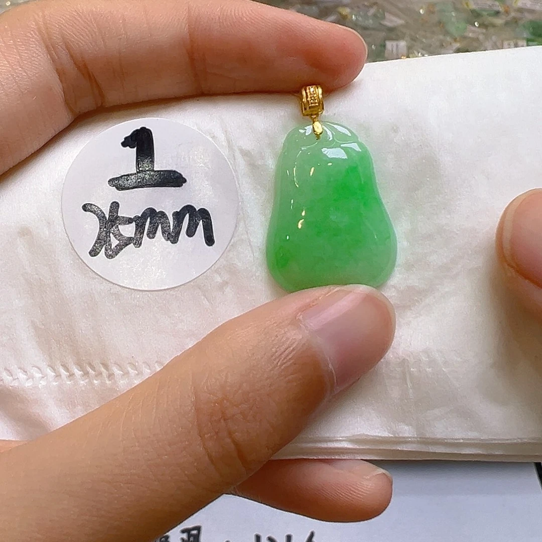 翡翠18K金镶嵌吊坠(不含链)翡翠