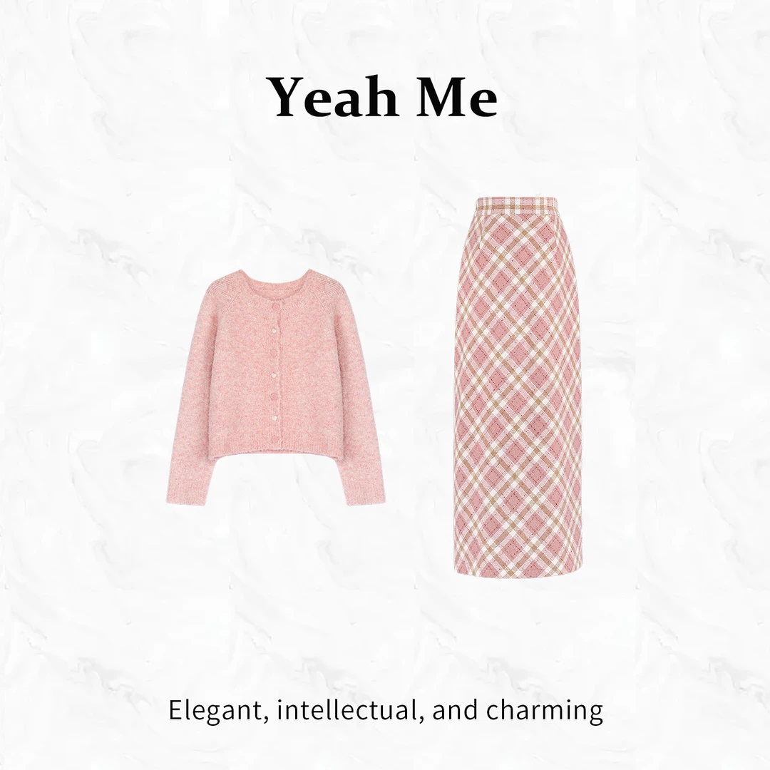 Yeah Me-【甜茶布蕾】秋冬新款甜美气质简约套装-BV193K-BV194K