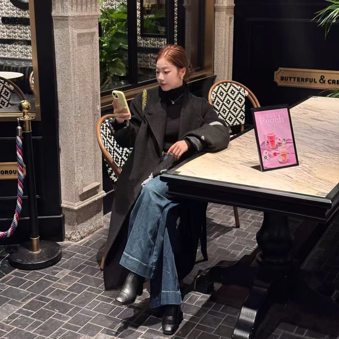 羊毛大衣秋冬新款加棉显瘦高级垂感休闲长款宽松风衣呢大衣外套女