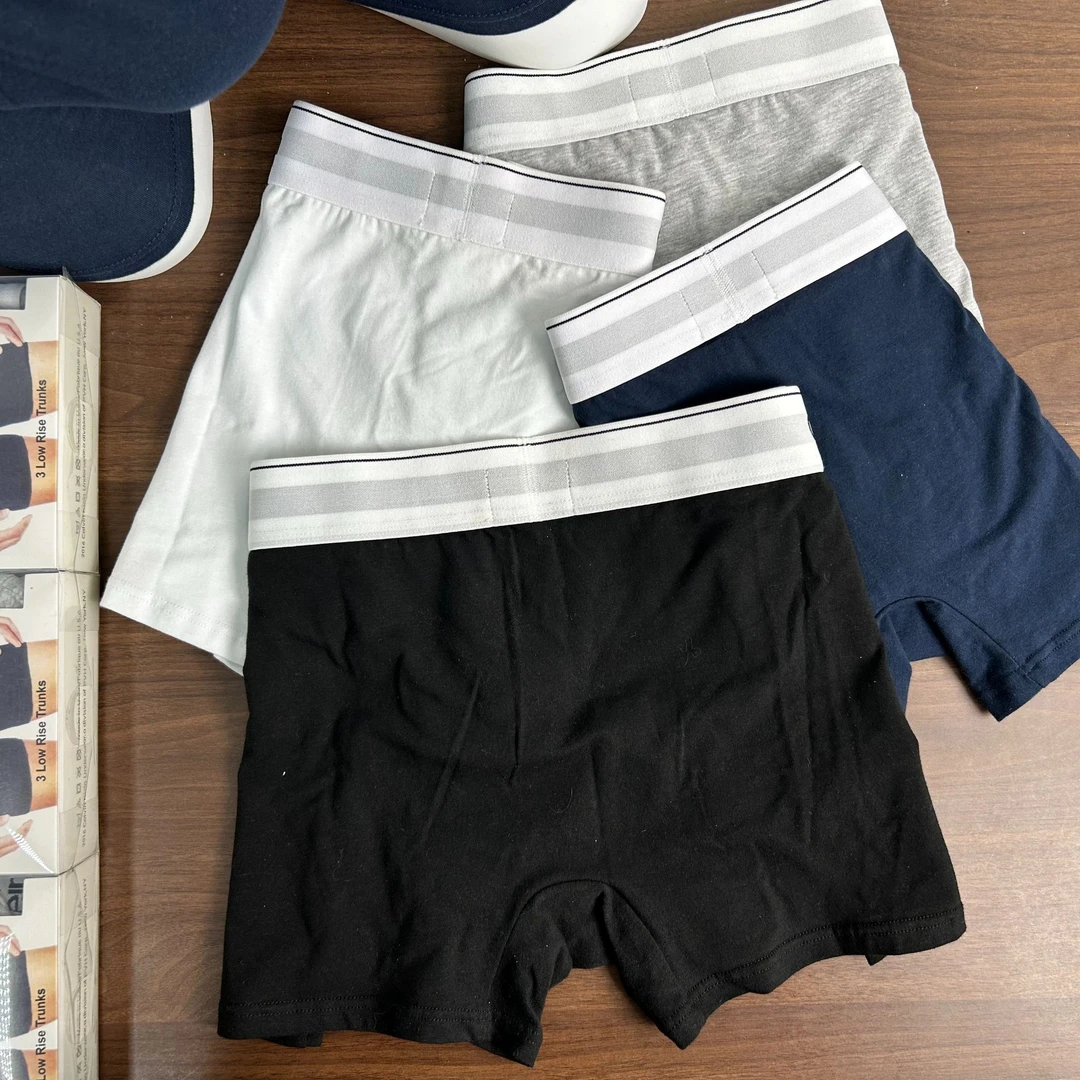 【白边款3条装】纯棉小字母男士四角裤男士内裤男士平角裤男生底裤