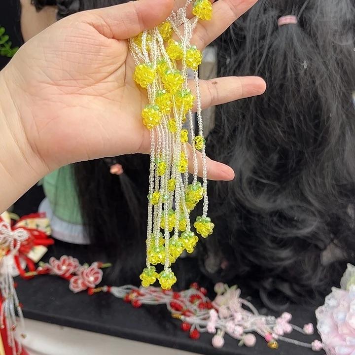布艺非金属黄色12草莓流苏2条