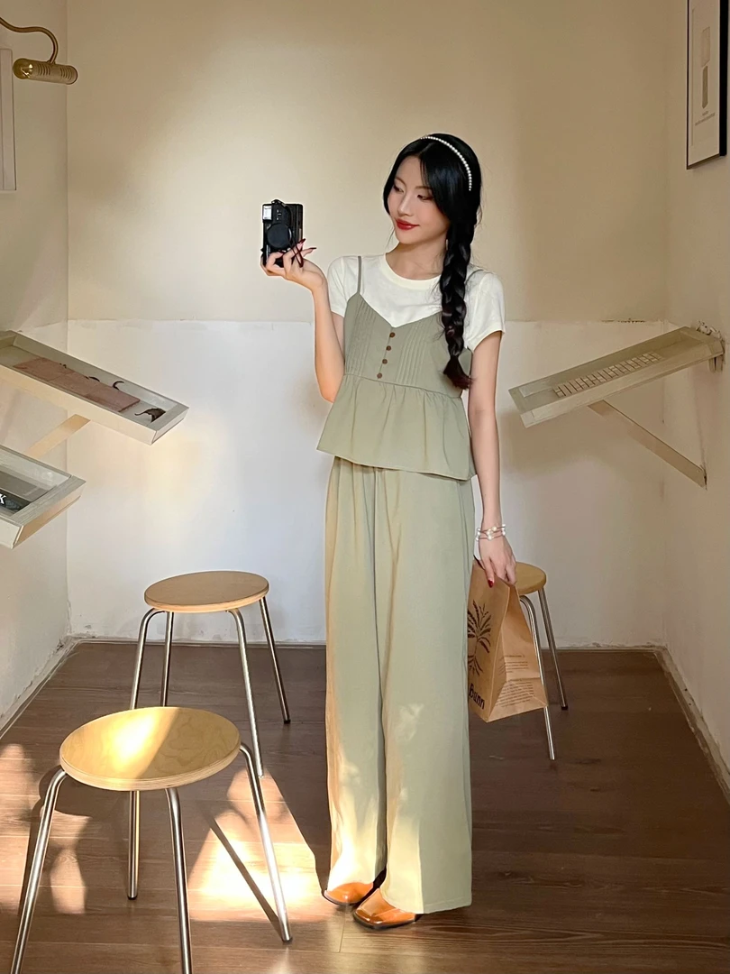 【直播】85057新款冷淡风盐系轻熟上班通勤松弛感穿搭套装