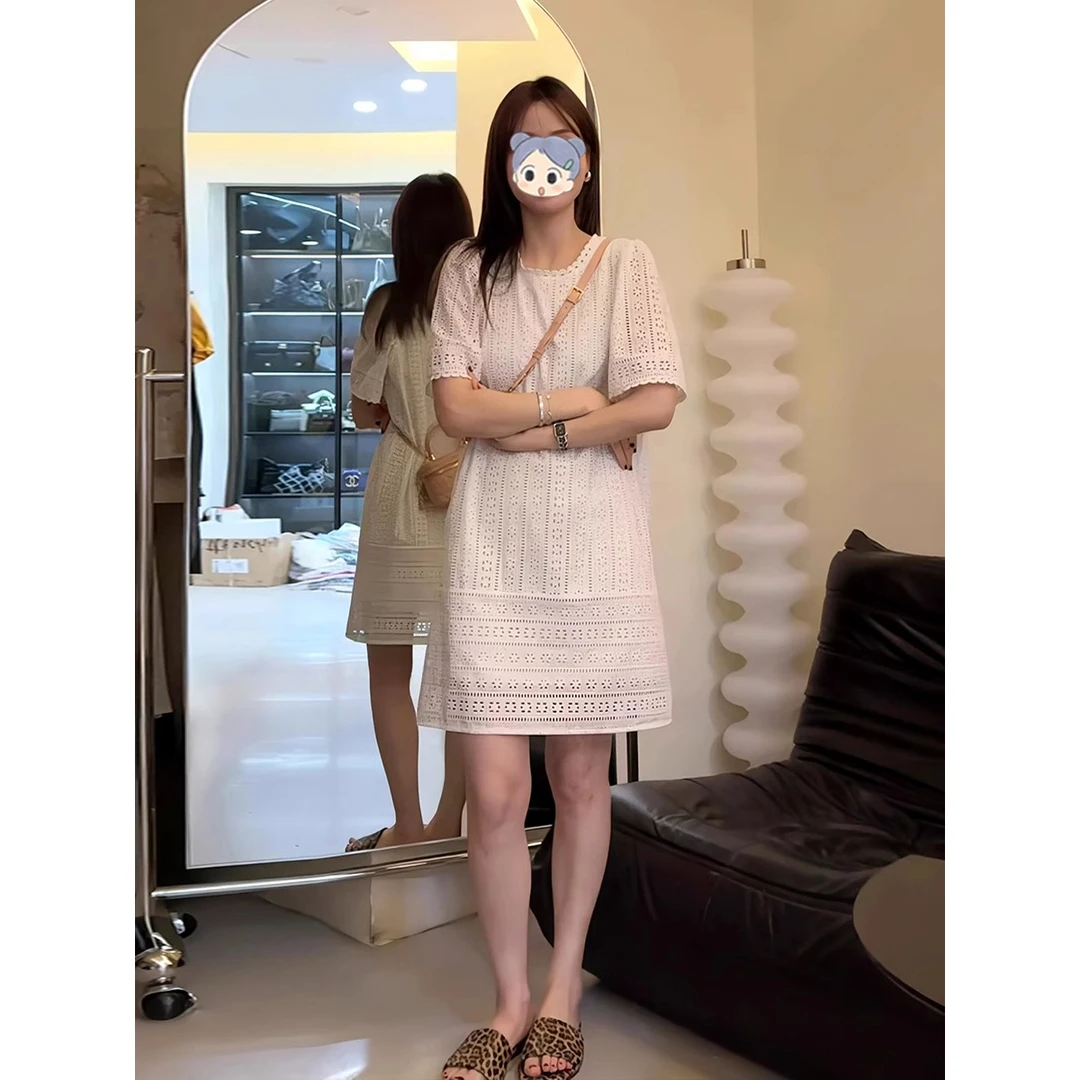 2025夏季新款法式重工设计高级感裙子女宽松镂空显瘦气质连衣裙潮