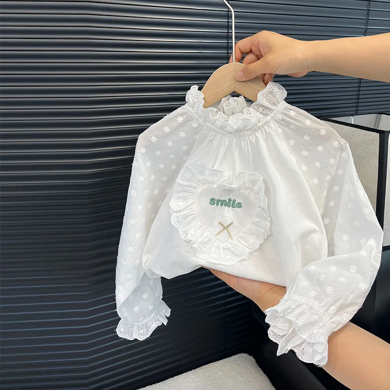 女童波点衬衫春秋薄款长袖纯棉宝宝网红洋气时髦上衣欧若风童装