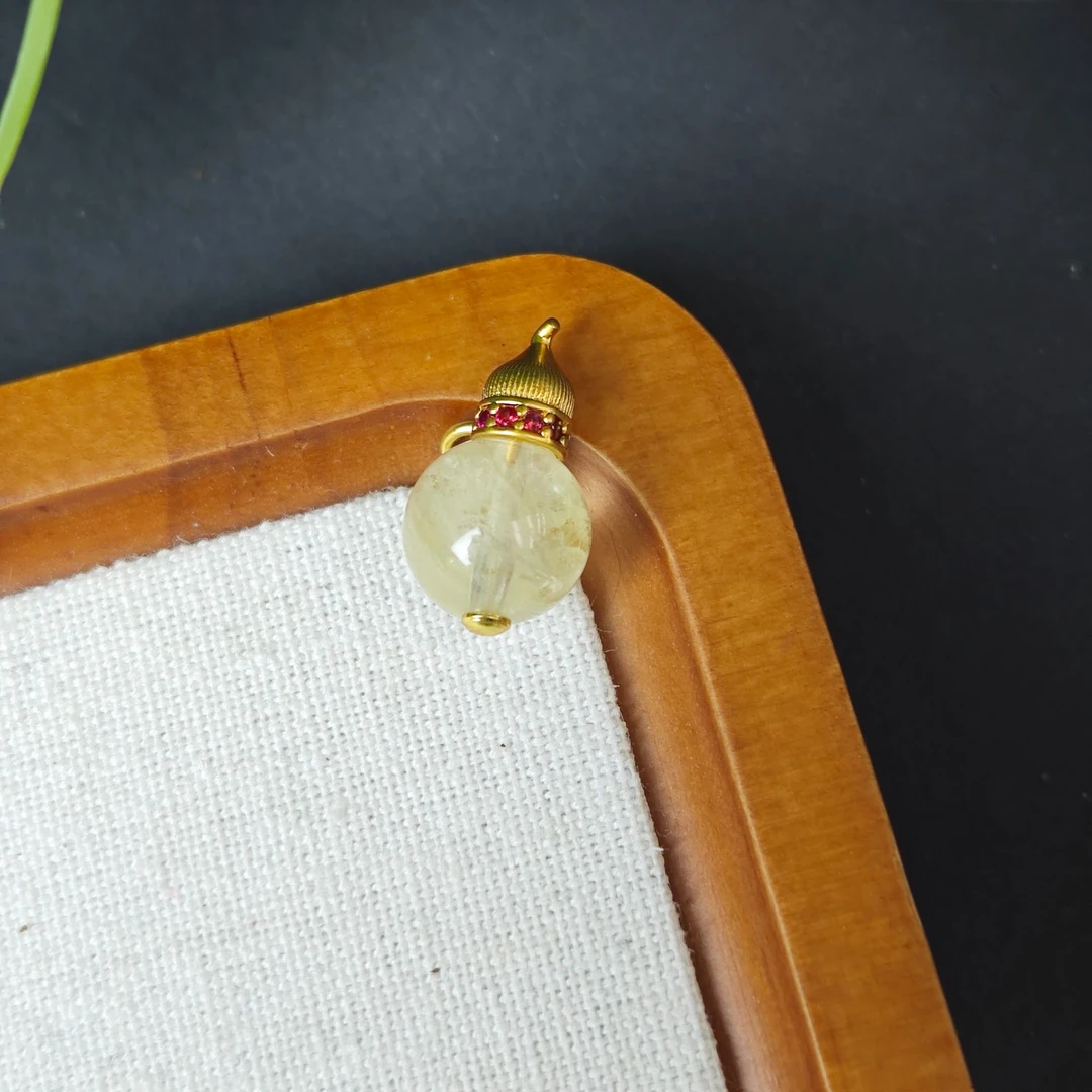 轻奢时尚款柠檬黄水晶圆珠吊坠-y2309