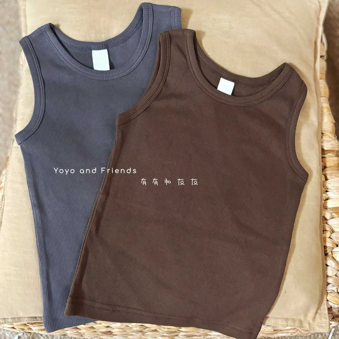有有家·儿童高品质夏款韩系超百搭休闲高弹螺纹无袖背心上衣