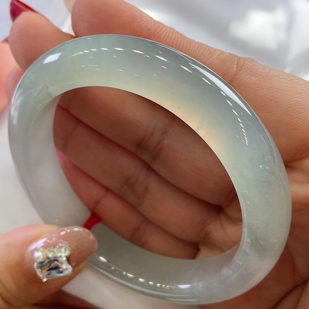 未镶嵌手镯翡翠一半炸光一半冰胶55圈 57号自带优惠券