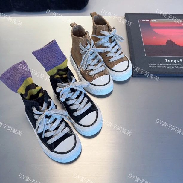 现货MZ.儿童秋季高品百搭拉链高帮帆布鞋330