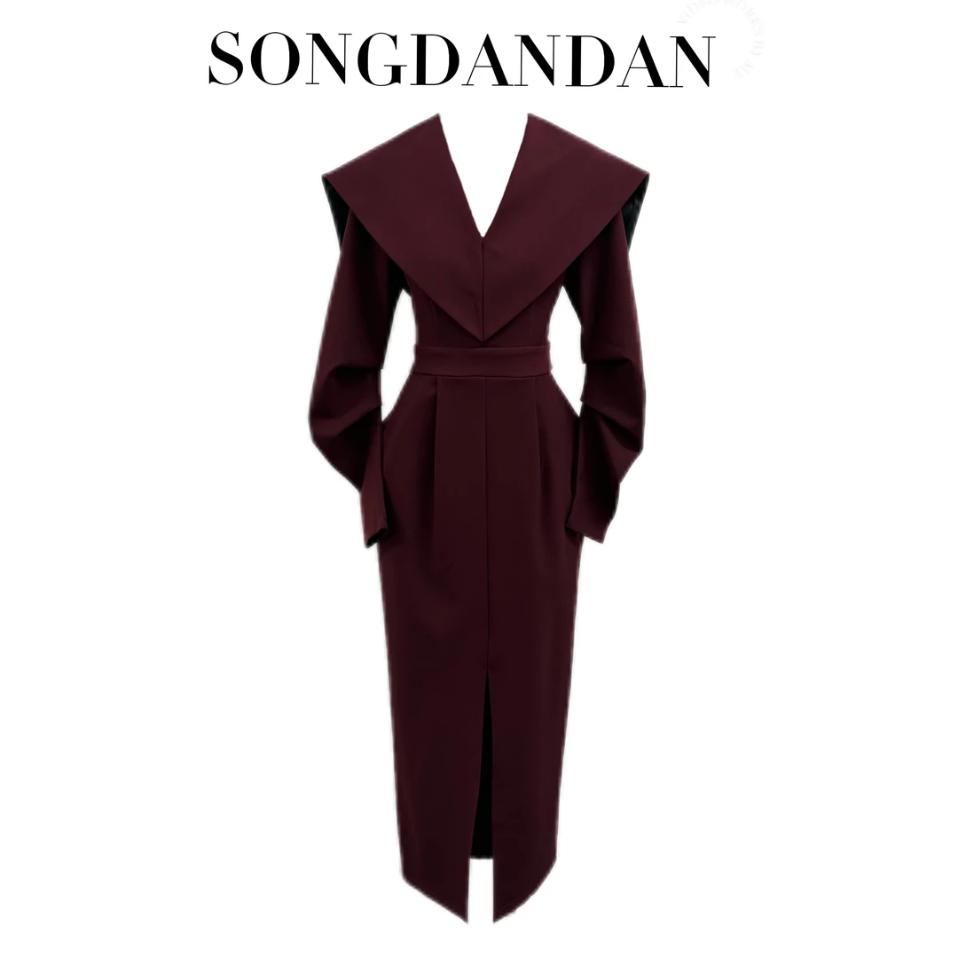 【DDS】春季新款百搭休闲定制大披肩设计款修身连衣裙