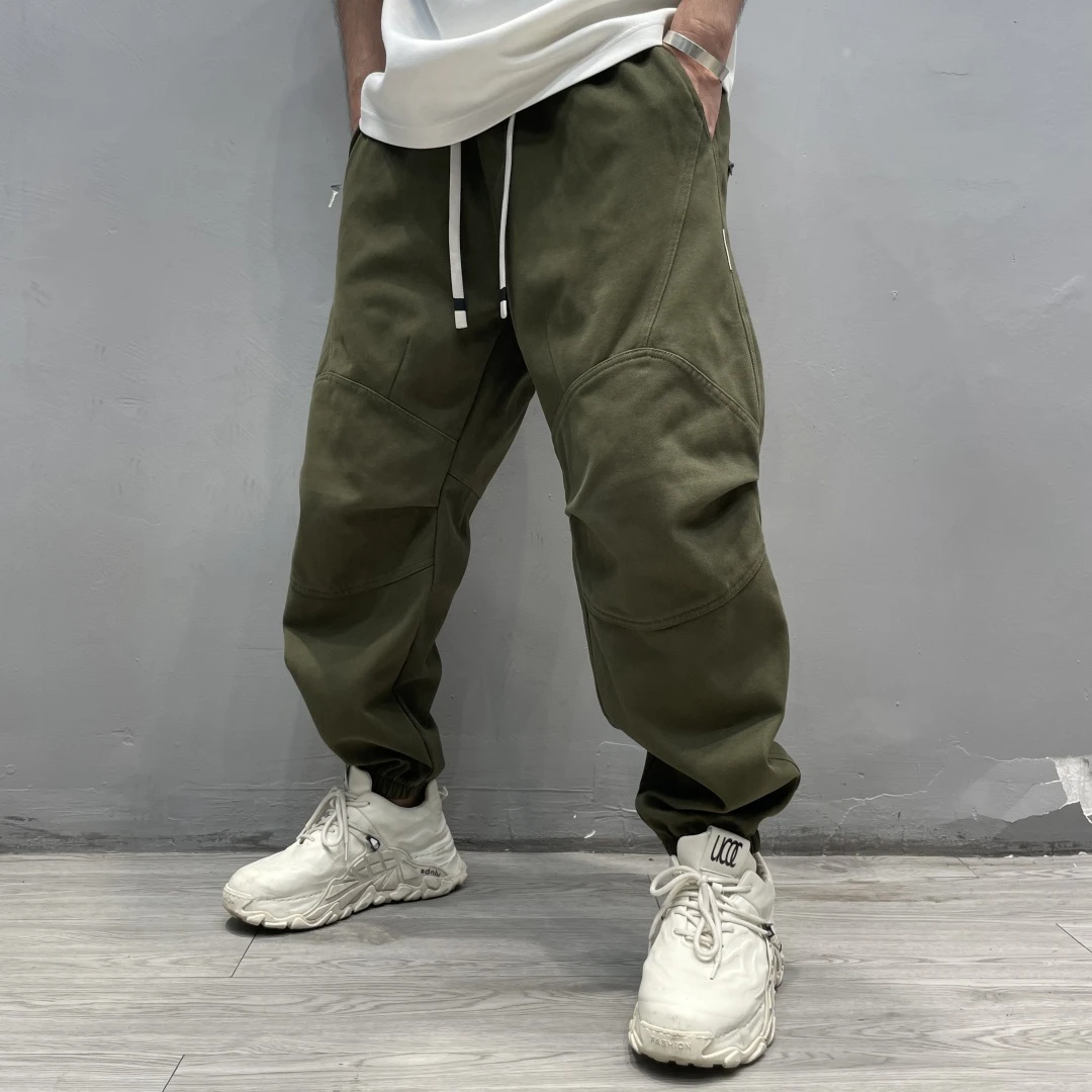 空气蛹K901S日系阔型立体裁剪拉链结构磨毛复古宽松束脚休闲裤