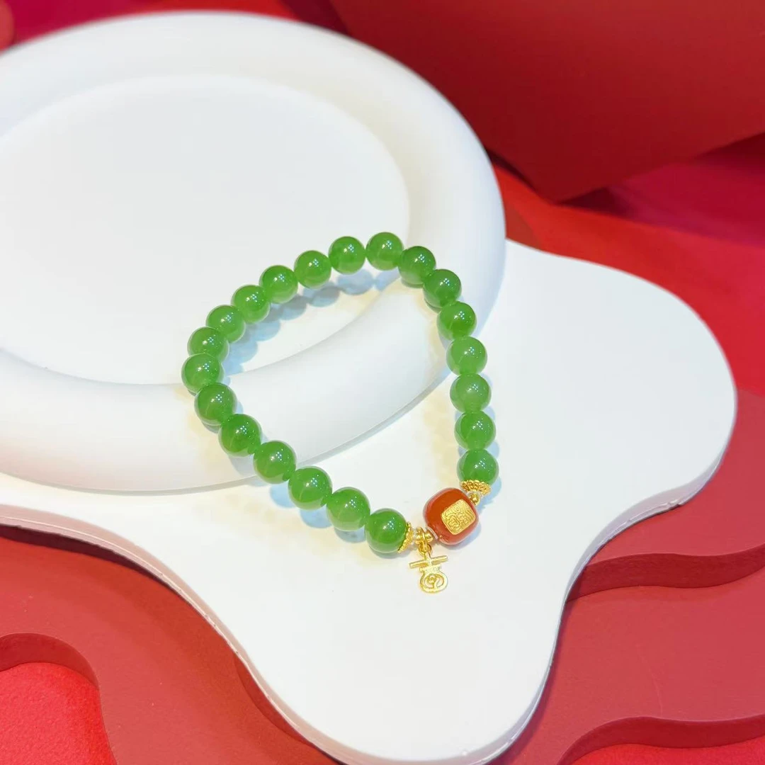 S925银配件8mm碧玉手串HNZ10924