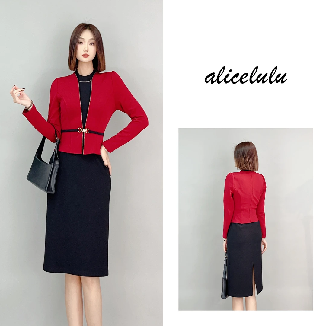 3 ALICE 开门红连衣裙 优雅撞色 时髦腰带 S1034836A