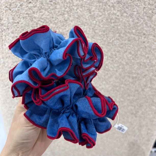 牛仔红边蛮腰韩系复古百搭