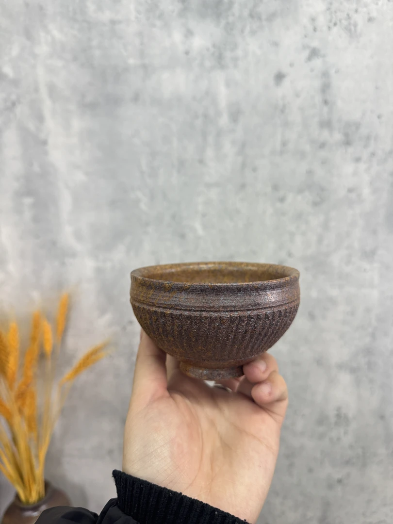 原矿紫砂高温柴烧黄金段泥手工主人杯