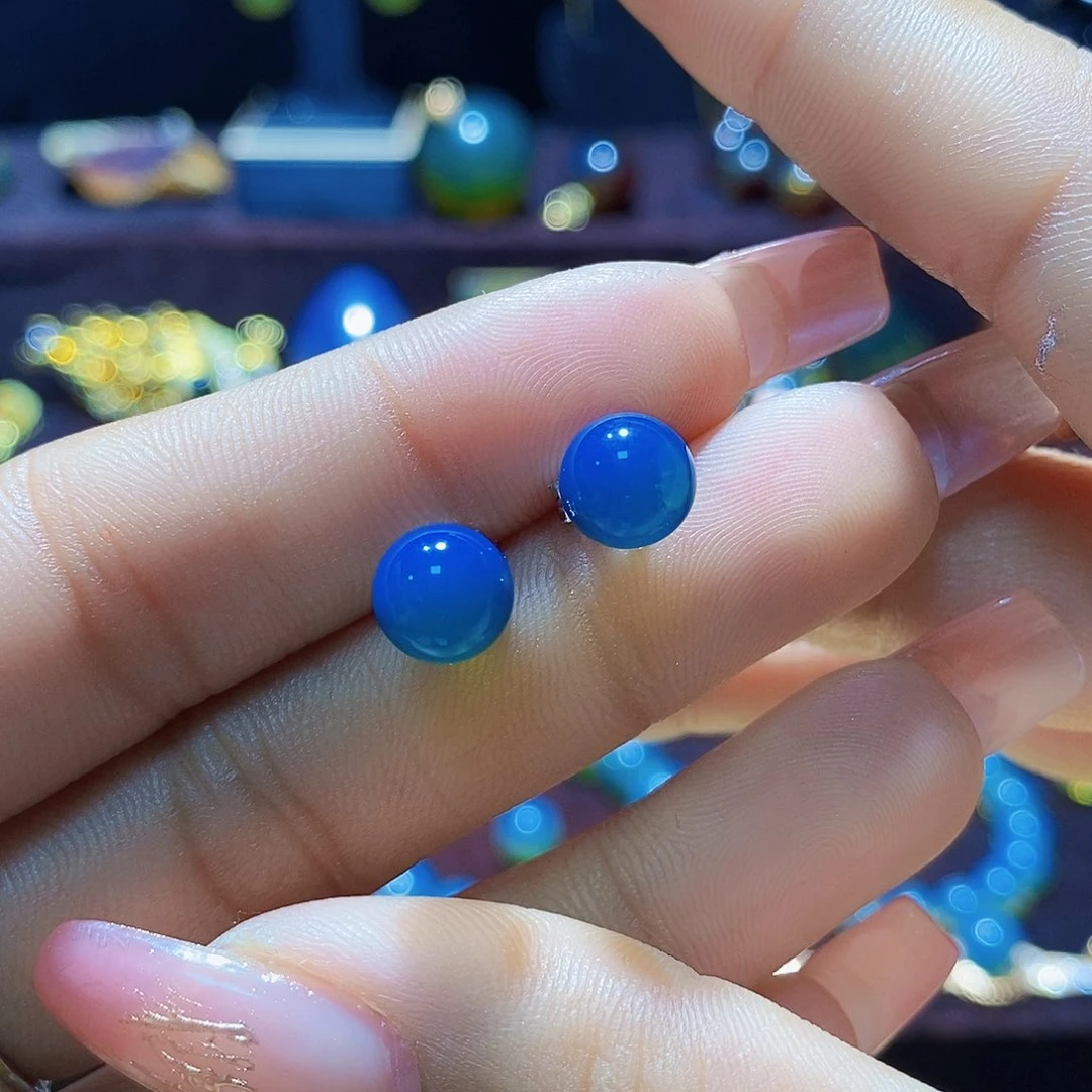 蓝珀耳饰银S925镶嵌尺寸7➕