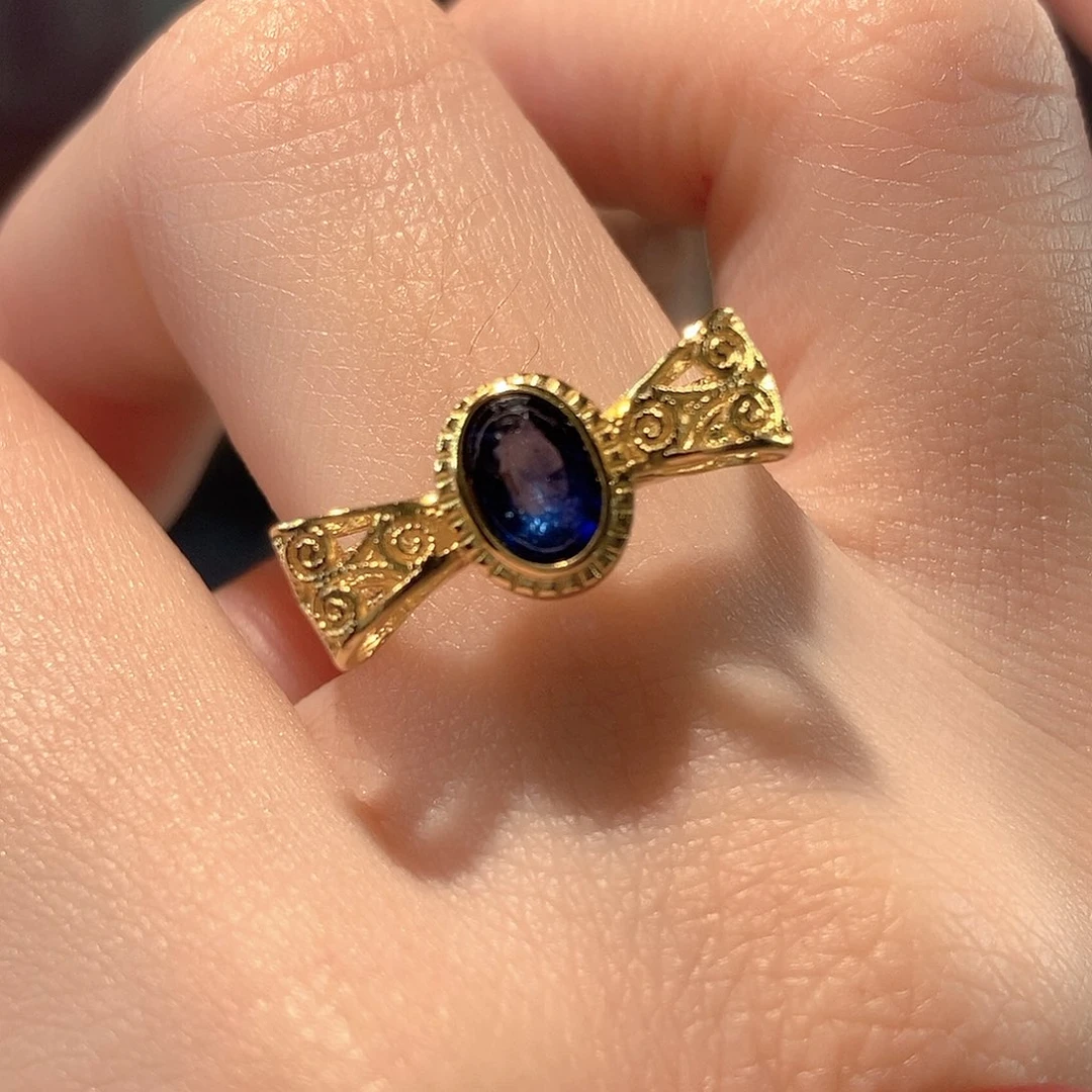 蓝宝石戒指银S925镶嵌你**好