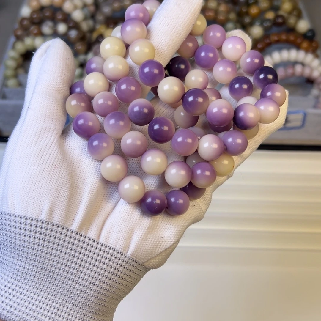 菩提根/象牙果手串紫飘圆珠卡12