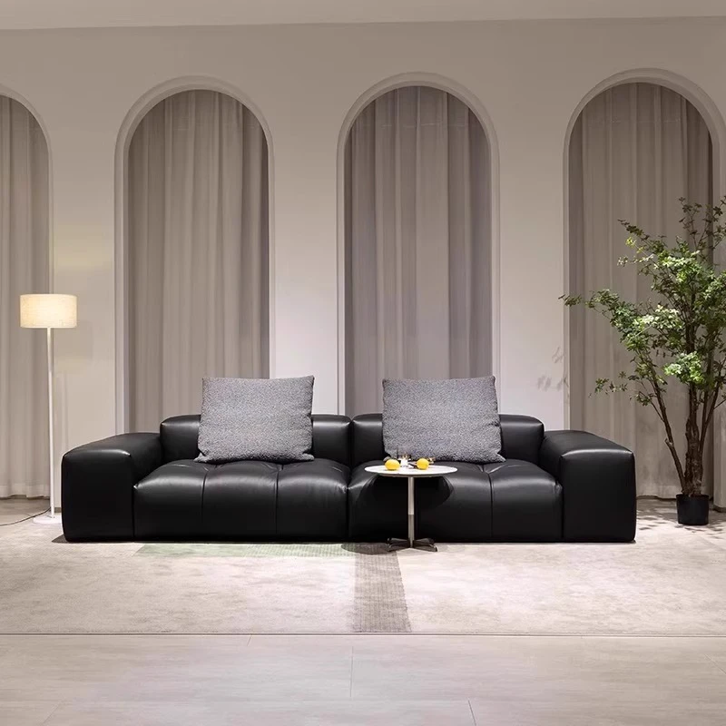 像素沙发头层牛皮全真皮沙发意式极简高档别墅大平层客厅转角沙发