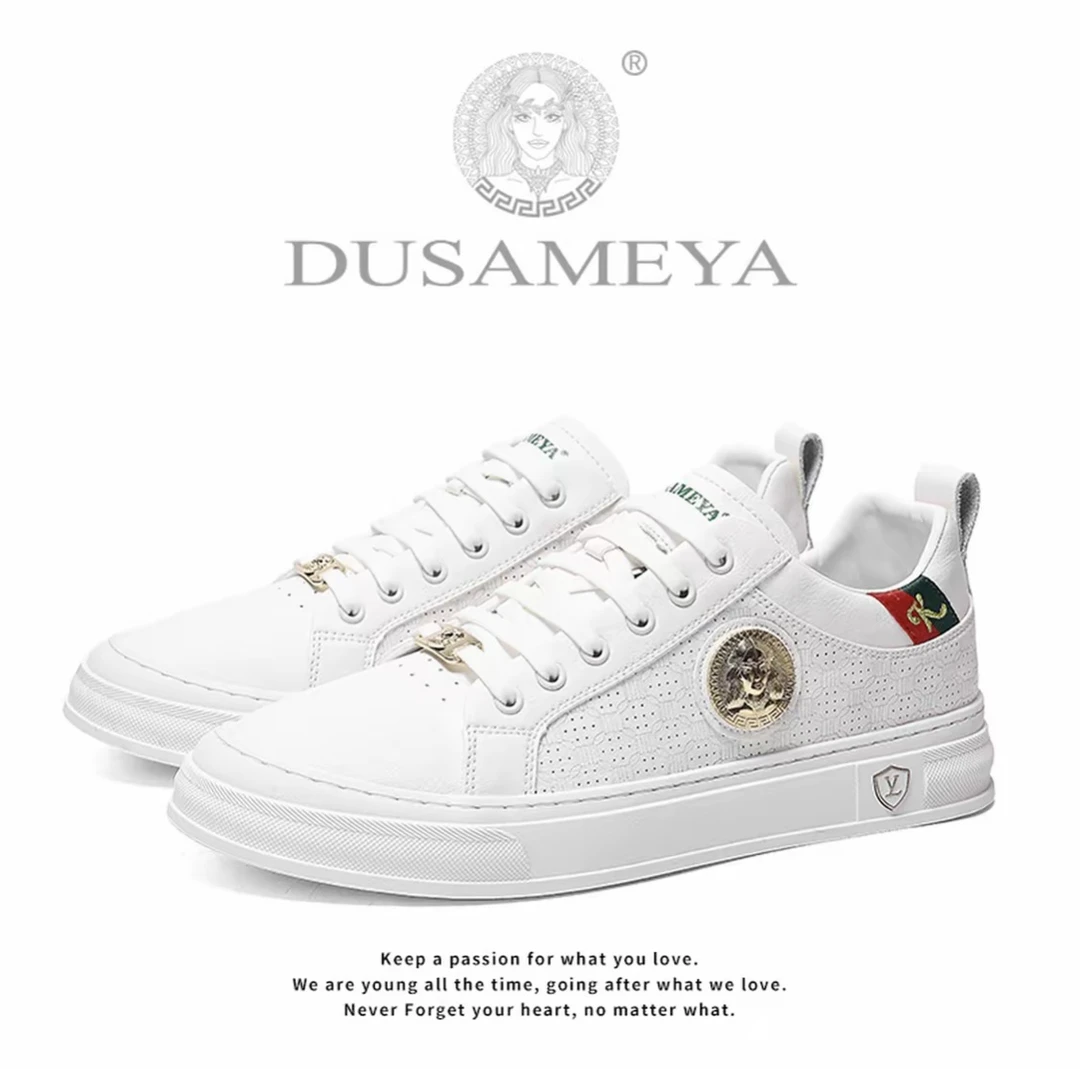 秋季新款爆款金标轻奢时尚百搭休闲透气夏季男士板鞋小白鞋D6720