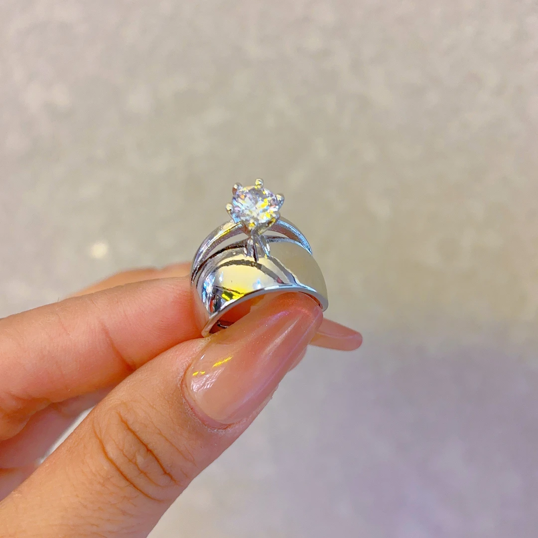 铜合金戒指 501-12-2合成戒指戒指百搭精致单锆光面活口戒指美