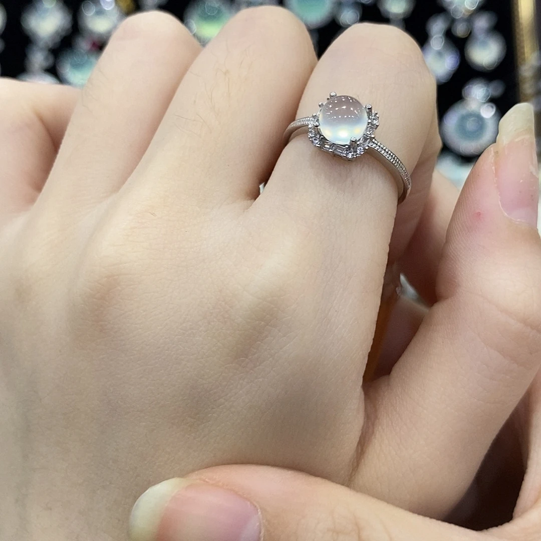 蛇纹石玉银S925镶嵌戒指