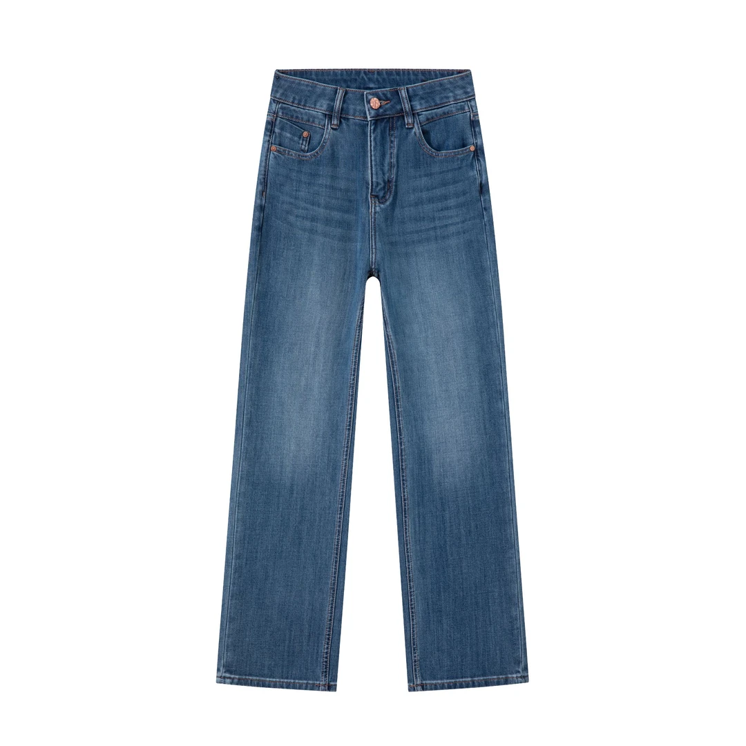 【小野日记-深蓝直桶】清爽秋季轻奢定制窄版直筒裤完美万向弹牛仔