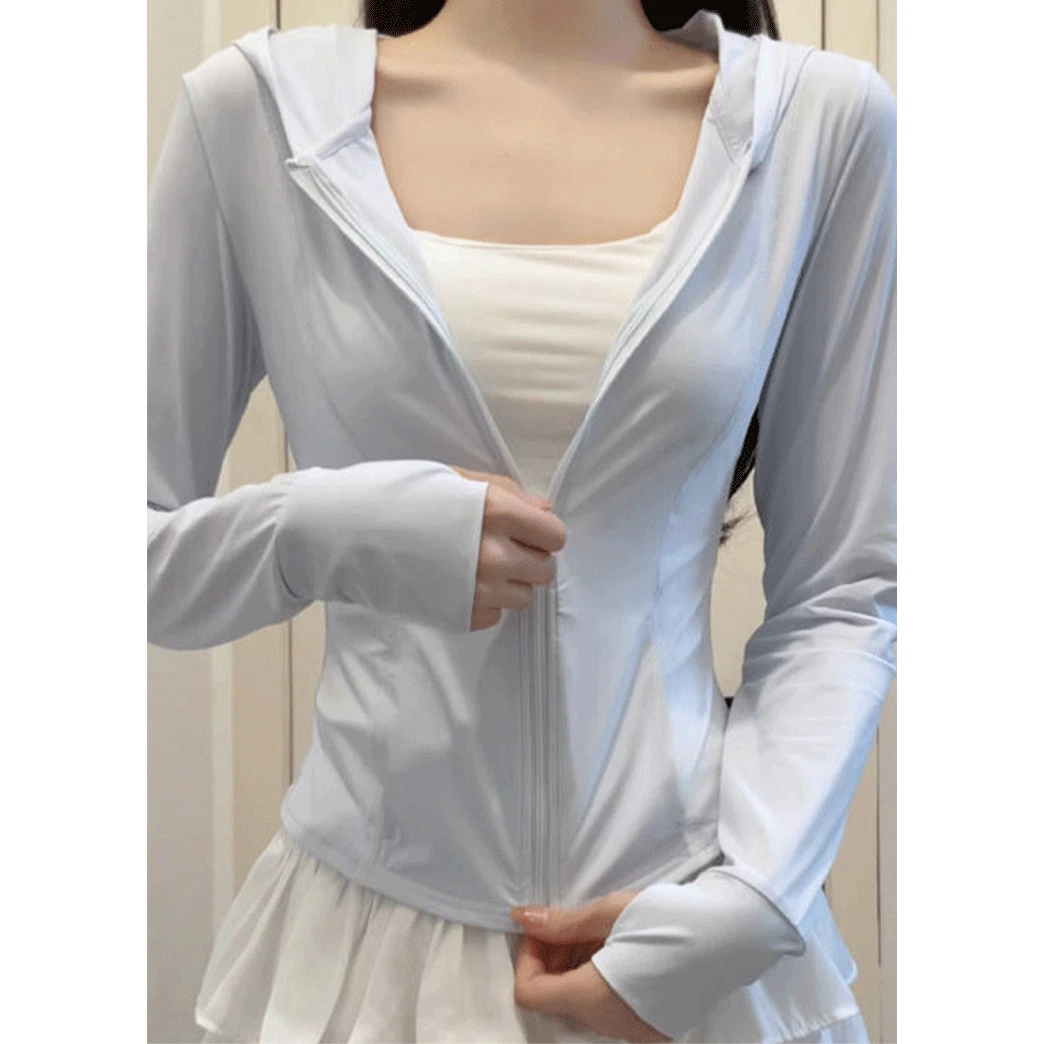 CKKOR夏季防晒衣女款运动短外套修身显瘦辣妹穿搭休闲长袖防晒服