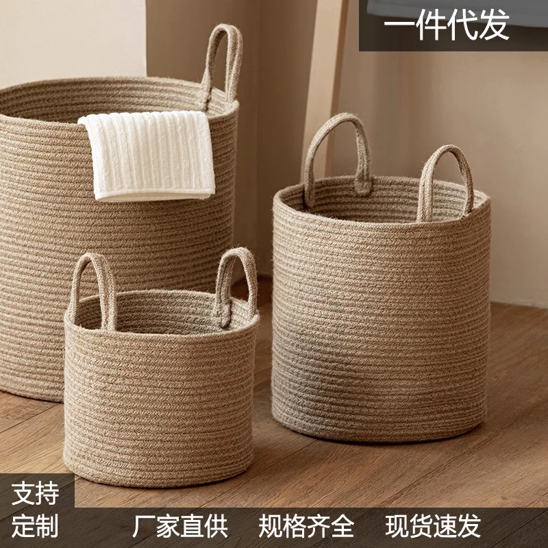 批发纯麻绳纯麻大号脏衣篮收纳筐大容量耐脏放衣服纯手工带提手
