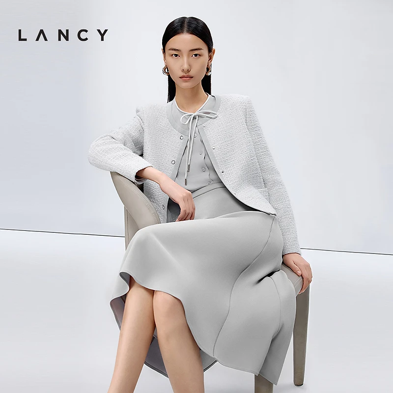 LANCY/朗姿2025年春新款法式小香风圆领短款外套女气质高级感上衣