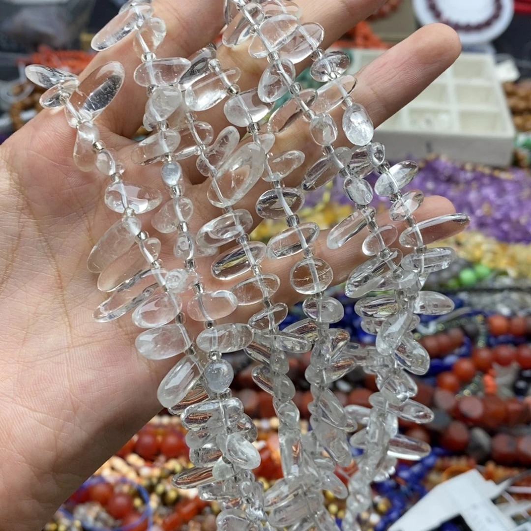 未镶嵌玛瑙/玉髓珠宝半成品一条纯天然白水晶长牙款