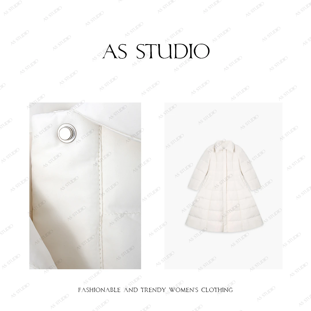 【AS行简】25新极简静奢风显瘦气质收腰长款鹅绒服AS24DYR3262