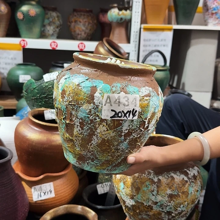 92彩绘坛子高度20口径14