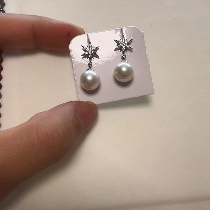 银S925镶嵌耳饰淡水珍珠