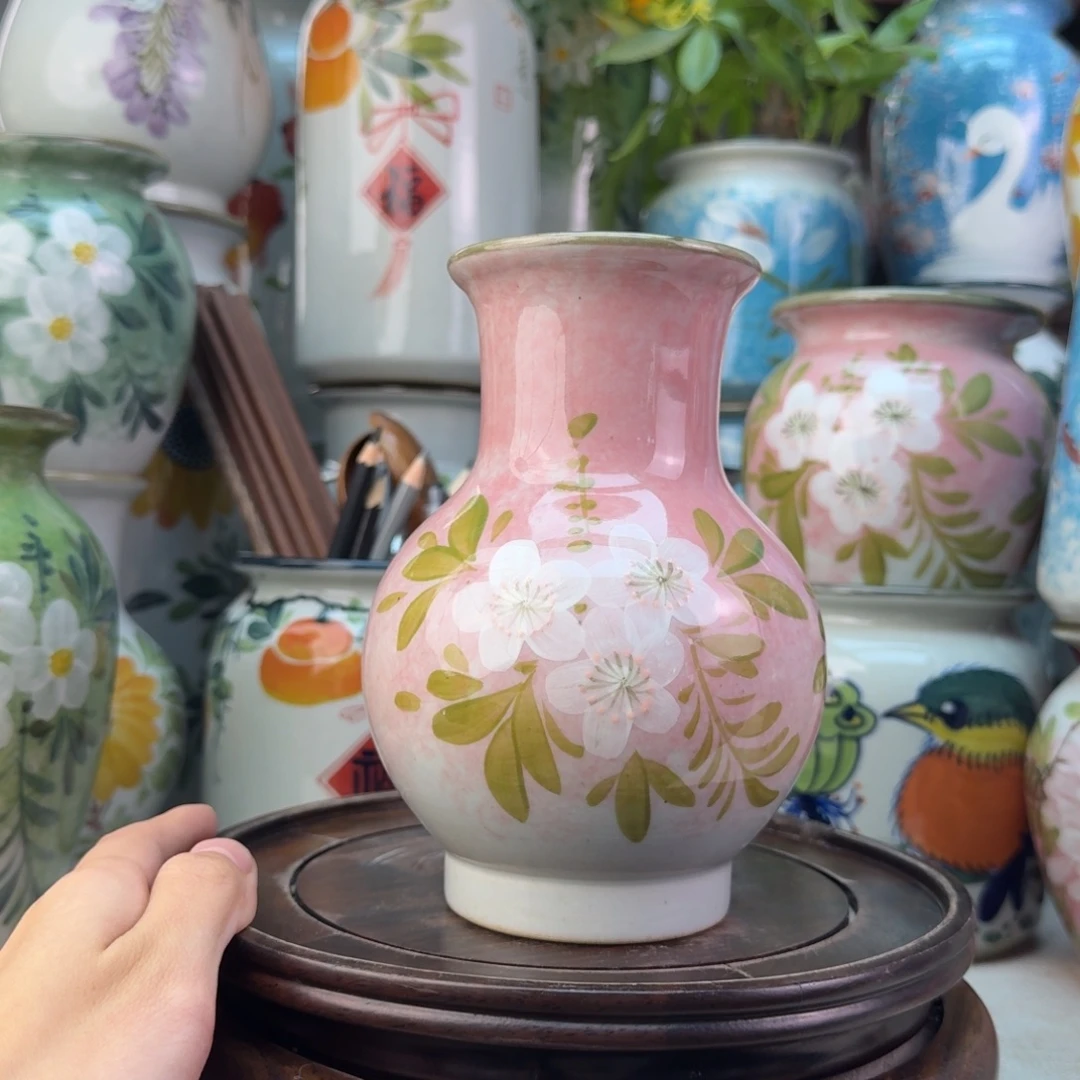 景德镇陶瓷手绘花瓶无孔