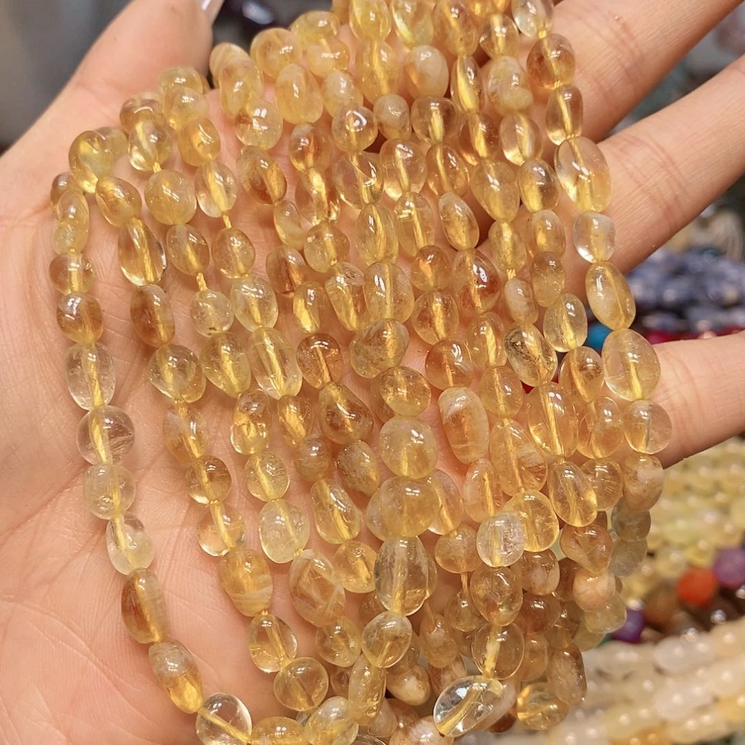 玛瑙/玉髓散珠天然暴力黄塔晶糖豆一条
