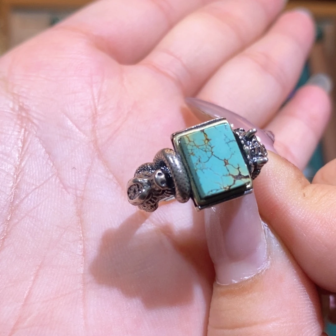 绿松石戒指银S925镶嵌c****i戒指