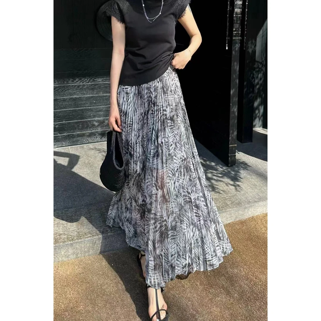 KIKI严选：868-1-999家欧洲站南油夏季水溶花压褶裙半身裙