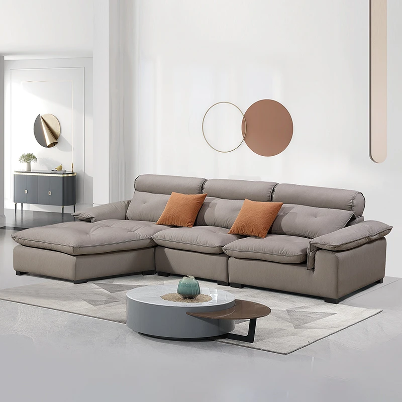 金海格意式极简客厅家用防猫爪麂皮绒抗菌防水防污三人位护脊沙发