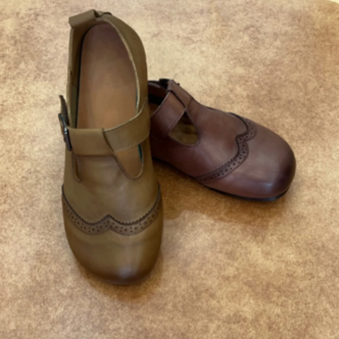 喷姐新款玛丽珍真皮女鞋牛筋软底舒服低跟不累脚复古风浅口单鞋