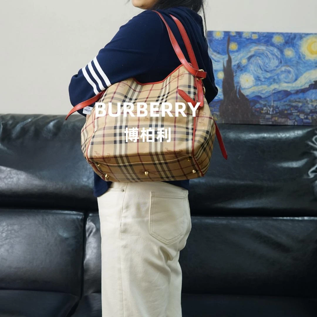 95新 BURBERRY/博柏利 巴宝莉/格纹单肩包/XS12724012/4012