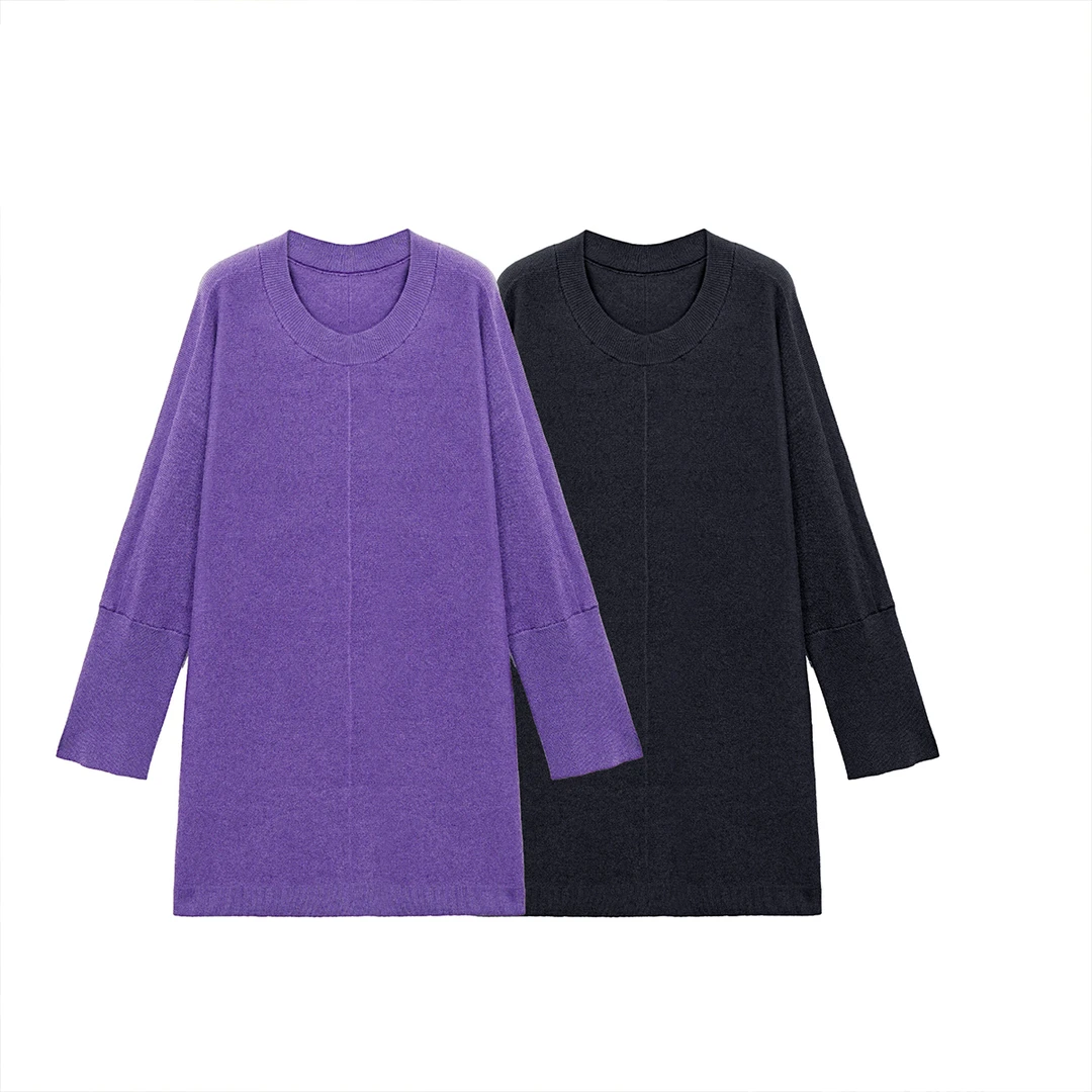 金雀绫【温暖小姐姐】100绵羊毛松弛加宽加大中长款毛衣SZAK3SHY162