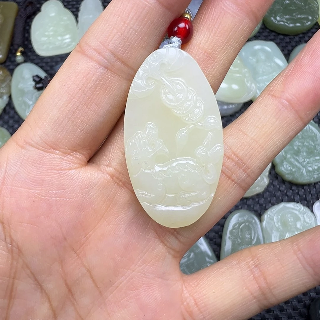 和田玉未镶嵌项圈卡41.8